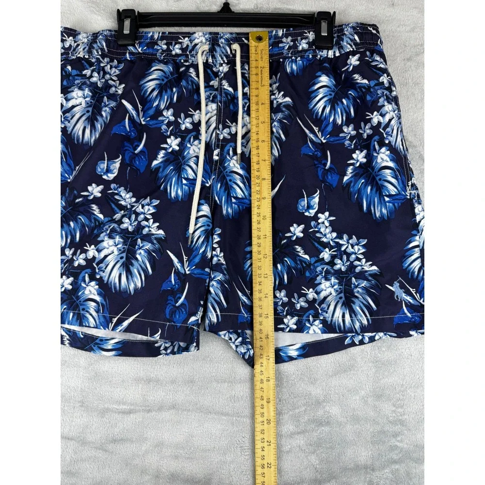 Polo Ralph Lauren Large Swim Trunks Mens Blue Floral Excellent Tropical Shorts‎